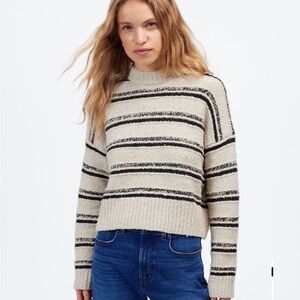 Madewell Eyelash-Yarn Crewneck Sweater in Stripe